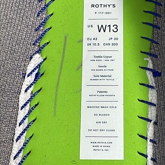 NWT Rothy’s “The Scuff” Arctic Blue Wool Blend Womens Sz 13 Slip On Mule Slipper - Picture 6 of 14